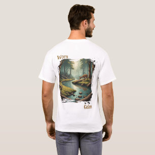 Abgenutztes ruhiges Treibholz-Wald-Bach-Wildleben T-Shirt