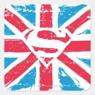 Abgenutztes S-Schild über Flagge Quadratischer Aufkleber