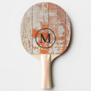 Abgenutztes Scheunenholz Monogramm Tischtennis Schläger