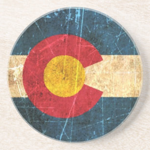 Abgeriebene und getragene Colorado-Flagge Sandstein Untersetzer