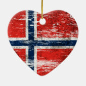Abgeriebene und getragene norwegische Flagge Keramik Ornament (Hinten)