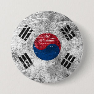 Abgeriebene und getragene südkoreanische Flagge Button