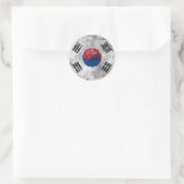 Abgeriebene und getragene südkoreanische Flagge Runder Aufkleber (Tasche)