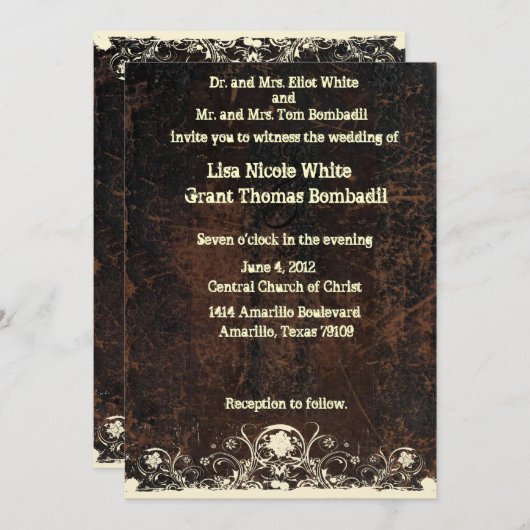 Abgeriebener lederner Blick, schäbige Einladung (Vorne/Hinten)