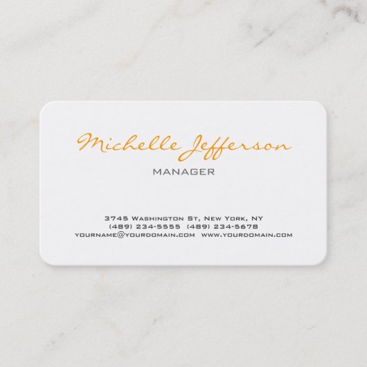 Abgerundete Ecke Chic Handwrite Script Visitenkart Visitenkarte (Vorderseite)