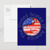 abgerundete US-Flagge Postkarte (Vorne/Hinten)