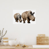 Abgeschieden zwei weiße Rhinozeros Poster (Küche)