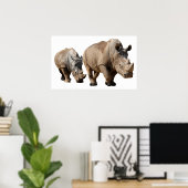 Abgeschieden zwei weiße Rhinozeros Poster (Heimbüro)