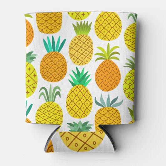 Abgeschiedene Ananas: Vintages nahtloses Muster. Dosenkühler (Vorderseite)