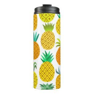 Abgeschiedene Ananas: Vintages nahtloses Muster. Thermosbecher
