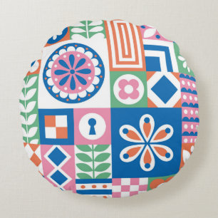 Abgeschiedene Darstellung des grünen Kiwi fru Rundes Kissen