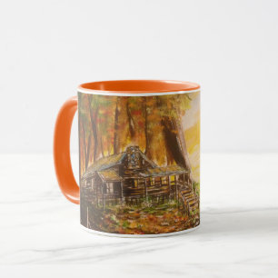 Abgeschiedene Hütte bei Sonnenaufgang Tasse
