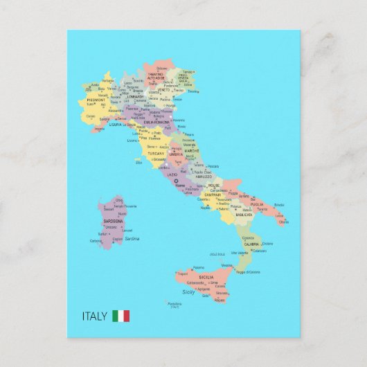Abgeschiedene Karte der Regionen Italiens (Vorderseite)
