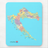 Abgeschiedene Karte der Regionen Kroatiens Mousepad (Vorne)