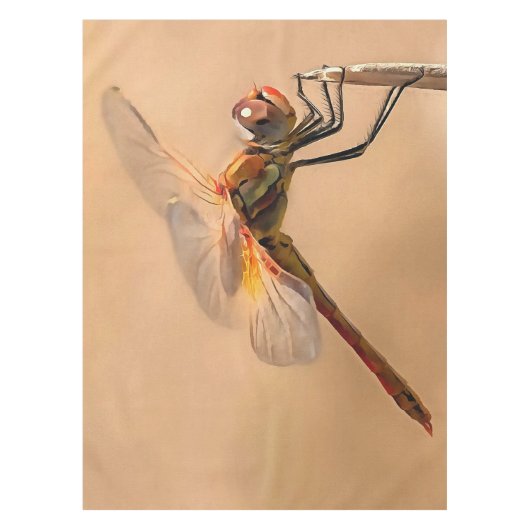 Abgeschiedene Libelle gegen Ecru Tischdecke (Vorderseite)