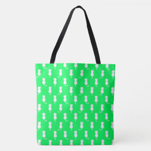 Abgeschiedene weiße Katze auf Aqua Green Polka Dot Tasche