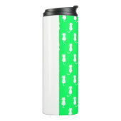 Abgeschiedene weiße Katze im Aqua Green Polka Dot Thermosbecher (Nach links gedreht)