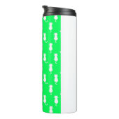 Abgeschiedene weiße Katze im Aqua Green Polka Dot Thermosbecher (Nach rechts gedreht)