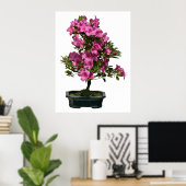 Abgeschiedener Bonsai-Rhododendron blühend Poster (Heimbüro)