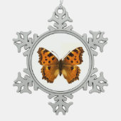 Abgeschiedener Schwarzbein-Tortoiseshel-Schmetterl Schneeflocken Zinn-Ornament (Vorderseite)