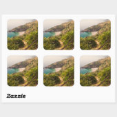 Abgeschiedener Strand in Lo Zingaro, Sizilien Quadratischer Aufkleber (Blatt)