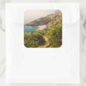 Abgeschiedener Strand in Lo Zingaro, Sizilien Quadratischer Aufkleber (Tasche)