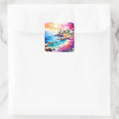 "Abgeschiedener Strand" Quadratischer Aufkleber (Tasche)