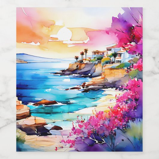 "Abgeschiedener Strand" Weinetikett (Einzelnes Label)