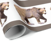 Abgeschiedener viereckiger brauner Bärenaufkleber Geschenkpapier (Rolleneckpunkt)