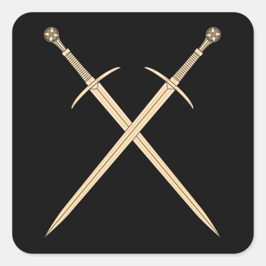 Abgeschiedenes Holztemplerschwert im weißen Hinter Quadratischer Aufkleber (Vorderseite)