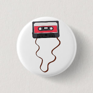 Abgespulte Kassette Mixtape Retro Vintage Button