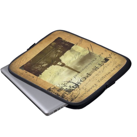 Abgestempeltes Paris Laptopschutzhülle (Vorne Knopf)