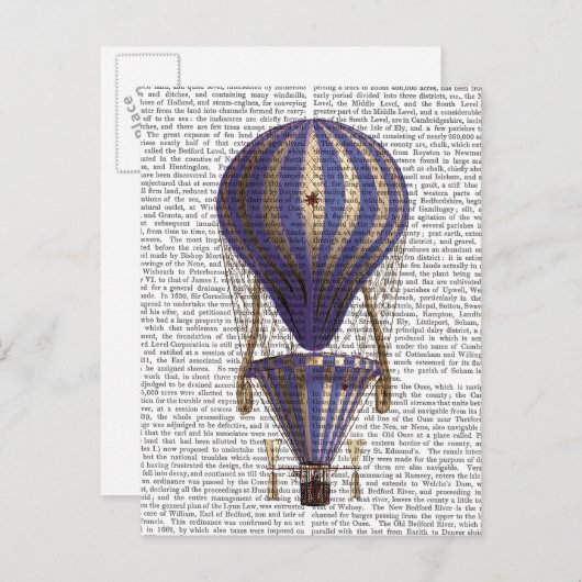 Abgestuftes Heißluft-Ballon-Blau Postkarte (Vorne/Hinten)