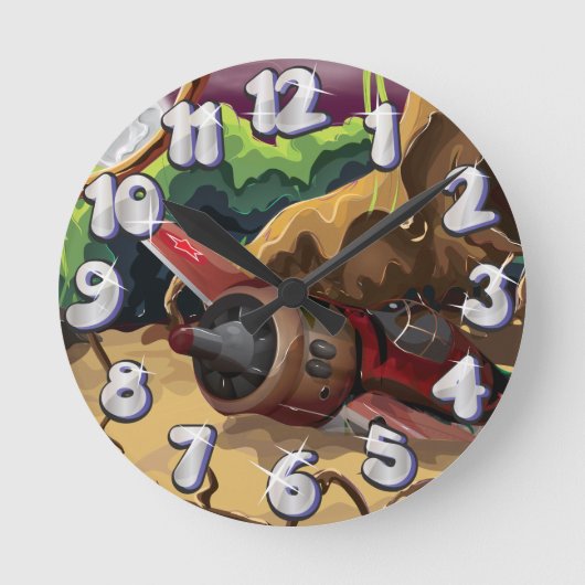 Abgestürzte Kampfflugzeuge aus dem Weltkrieg Runde Wanduhr (Vorderseite)