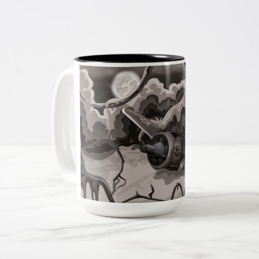 Abgestürzte Kampfflugzeuge aus dem Weltkrieg Zweifarbige Tasse (Vorderseite Links)