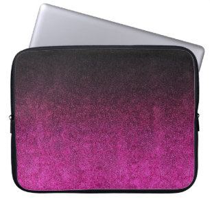 Abgestürzter rosa und schwarzer Glitzer Laptopschutzhülle