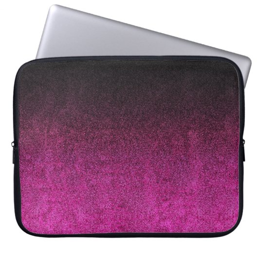 Abgestürzter rosa und schwarzer Glitzer Laptopschutzhülle (Vorderseite)