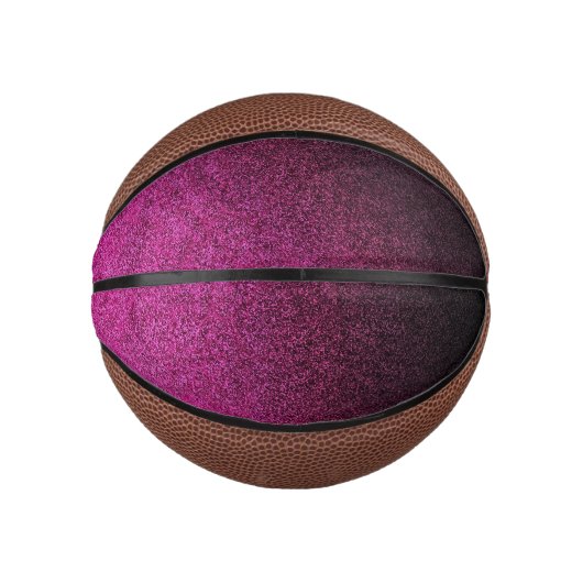 Abgestürzter rosa und schwarzer Glitzer Mini Basketball (Vorderseite)