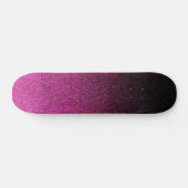 Abgestürzter rosa und schwarzer Glitzer Skateboard (Horizontal)