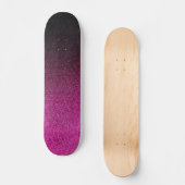 Abgestürzter rosa und schwarzer Glitzer Skateboard (Vorderseite)