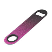 Abgestürzter rosa und schwarzer Glitzer Speed Flaschenöffner (Rückseite Schrägansicht)