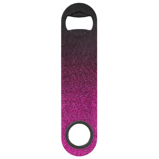 Abgestürzter rosa und schwarzer Glitzer Speed Flaschenöffner (Vorderseite)