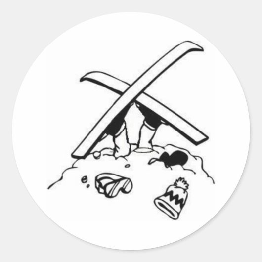 Abgestürzter Skiier Runder Aufkleber (Vorderseite)