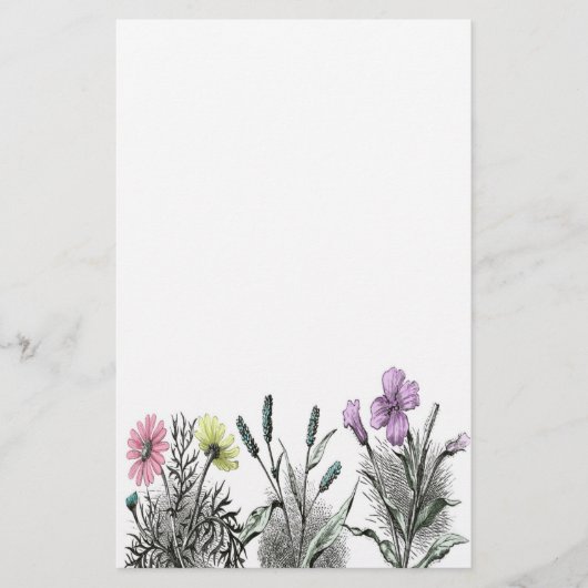 abgetönte Blumen Briefpapier (Vorderseite)