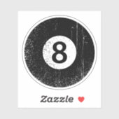 Abgetragene, bedrückte Grunge acht Ball Aufkleber (Blatt)