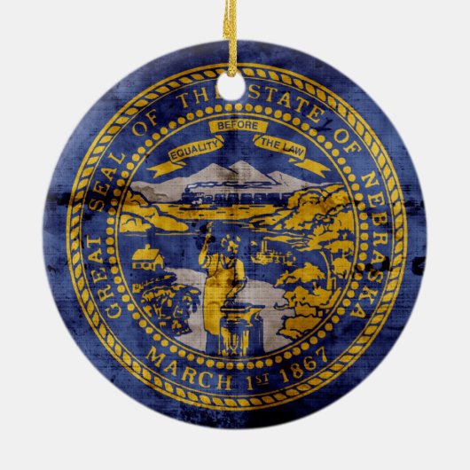 Abgetragene Flagge Nebraska; Keramikornament (Hinten)