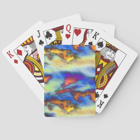 Abgetragene Wolken an orangefarbener, tropfender T Spielkarten (Rückseite)