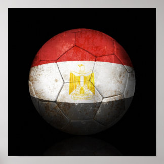 Abgetragener ägyptischer Flaggenfußball-Fußball-Ba Poster