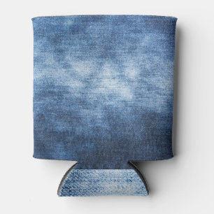 Abgetragener Denim-Stoff, texturierter Hintergrund Dosenkühler