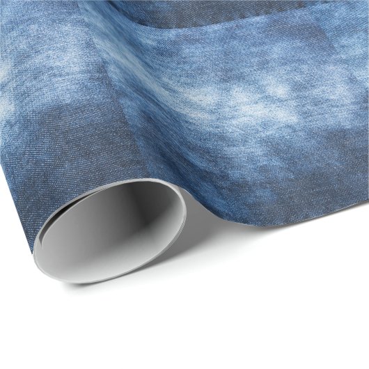 Abgetragener Denim-Stoff, texturierter Hintergrund Geschenkpapier (Rolleneckpunkt)